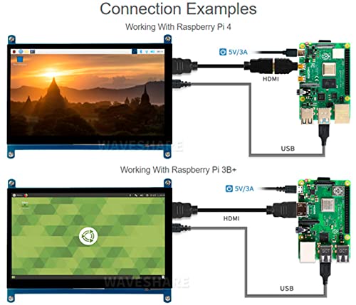 Image of waveshare 7inch HDMI LCD IPS Capacitive Touch Screen 1024x600 Display Monitor Compatible with Raspberry Pi 5 /4B /3B+ /3B /Pi Zero W /Zero 2W /Pico /Pico W /Pico 2 /Pico 2WJetson Nano /Win10 /8 /7,etc.