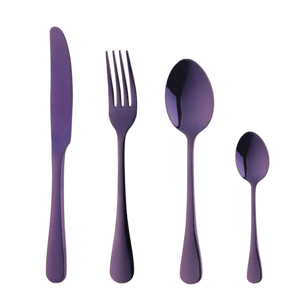 TEAHAHA Stainless Steel Flatware Set of 1,4 Pieces withTable Knife Fork Spoon Teaspoon,Silverware, Kitchen Utensil Cutlery Set, for Home Kitchen,Table Dining