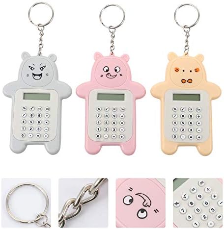 TOYANDONA 3pcs Pocket Size Calculator Tiny Small Portable Electronic Calculator with Keychain Buckle for Kids School Student Office(Random Color)