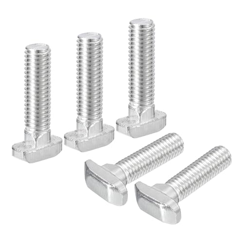 Image of uxcell 30Pcs T-Slot Bolts, M8 x 35mm Hammer Head Bolt T Screw Drop-in Stud for 4040 Series T-Slot Aluminum Extrusion Profile, 304 Stainless Steel, Silver