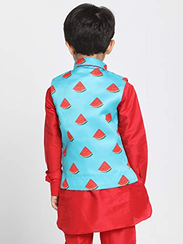 Image of JBN Creation Light Blue Cotton Silk Blend Boys Nehru Modi Jacket