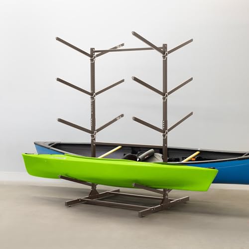 Image of Teal Triangle Adjustable Freestanding Kayak Storage Rack, Holds 8 Kayaks