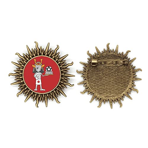 Broche japonaise Shogun Soccer cadeau idéal en métal avec motif soleil et crochet