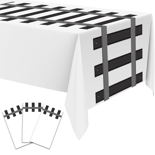 3Pcs Train Theme Party Decorations Railroad Track Plastic Tablecloths Train Track Table Covers 54 x 108 Inch Rail Tracks Tablecloth for Railroad Western Theme Birthday Party Supplies Table Decor