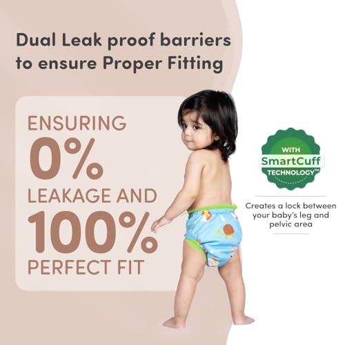 Image of Mylo Leak-Proof Baby Cloth Diaper Combo (2 Diapers + 2 Inserts) | Free Size (3M-3Y) | High Absorption | Quick Dry | Oeko-Tex Certified | Washable - Floral & Heart