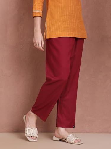 Image of TWIN BIRDS Women Viscose Kurti Pants | Straight Fit Ethnic Daily Trousers