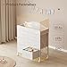 Yetom Baby Changing Table Dresser with Wheels, 6-Fabric Drawer Baby Dresser with Changing Table Top, Waterproof Diaper Changing Station & Pad, Mobile Storage Unit, Compact Baby Furniture, White