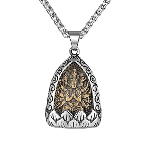 Collier Bouddha Lotus PAMTIER une idée cadeau spirituelle en acier pour homme