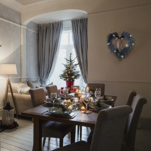 Mudysson Faux Pampas Wreath, 16.14’’ Heart-Shaped Autumn Door Wall Ornament, Halloween Christmas Artificial Wreath For Boho Style|Modern|Chic Home Decor|Farmhouse Arrangement #TOP3