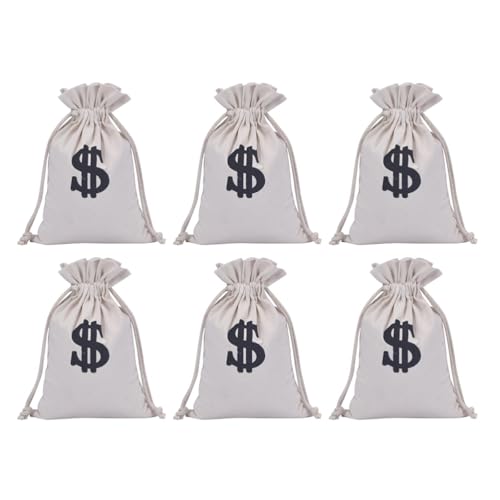 Pochette créative en coton blanc NUSITOU avec cordon | Lot de 6 sacs élégants 30x40 cm