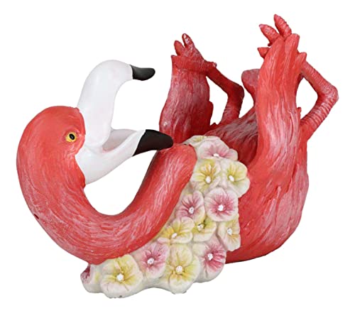Ebros Gift Tropical Birds Of Paradise Pink Flamingo With Floral Garland Neck Wreath Tabletop Wine Oil Bottle Rack Display Holder Figurine Home Decor Kitchen Accent Table Centerpiece #TOP5
