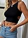 Dwnval Womens Summer Halter Tops Cutout Sleeveless Crewneck Racerback Ribbed Knitted Crop Tank Top(Black,S)