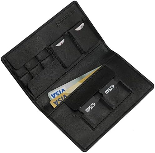 Povee Memory Card Carrying Case Microfiber Leather Bag Suitable for Micro SD Cards with 4 SD Card and 6 Micro SD Card Compartments