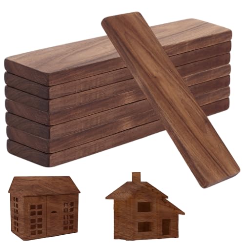 WOPPLXY 8 PCS Unfinished Wood Planks 20CM Black Walnut Carving Wooden Panel Timber Rectangle Hardwood Timber Wood Blocks for DIY Supplies Engraved Home Decor