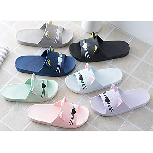 JadeRich Unisex Solid Color Shower Sandals Cute Cat Anti-Slip Bathroom Slippers Quick Drying House Slippers3