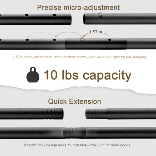 Image of Quilt Hanging Rod 32-76 inch Heavy Duty Telescopic Wall Tapestry Hanger Pole