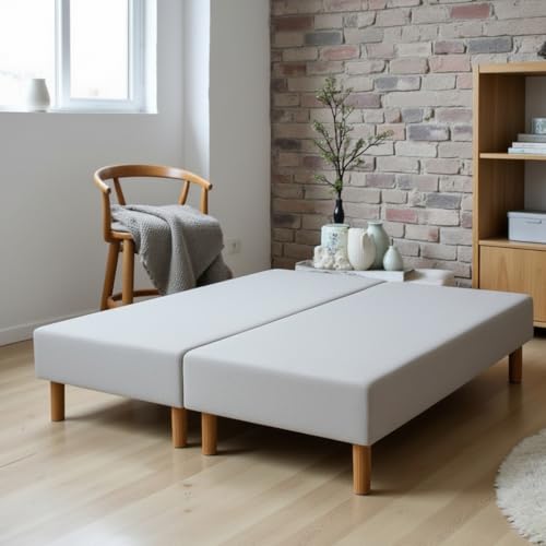 Générique Sommiers Wyatt Gris 160x200cm (2x80x200cm) Pieds Offert. Fabrication Francaise