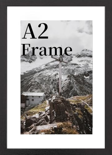 COMPOLICY A2 Picture Frame Plexiglass for Wood Black A2 Picture Frames A2 Frame with A3 Mount for A2/A3 Prints Photos and Posters Wall Mountable Horizontal or Vertical Wall Mounting A2(42x59.4cm)