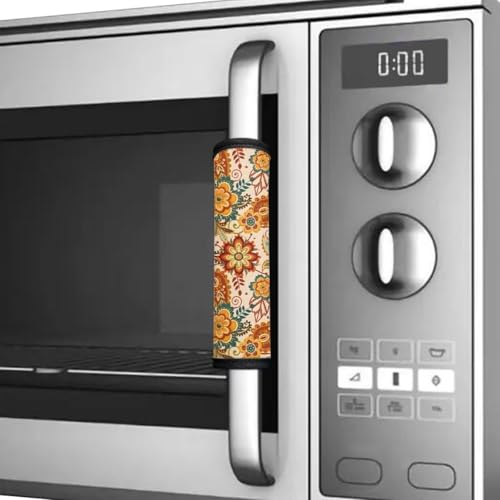 Image of Dreaweet Boho Floral Refrigerator Handle Covers Set of 4 Kitchen Appliance Handle Covers Non-Slip Washable Fridge Door Handle Protector,Keep Off Fingerprints,Food Stains