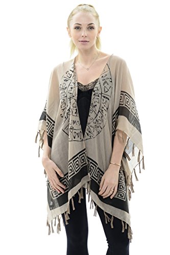 BYOS Womens Fashion Lightweight Printed Open Front Kimono Cardigan Beach