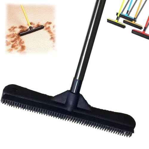 Kolarmo Pet Hair Removal Broom, Rubber Broom for Carpet, Black