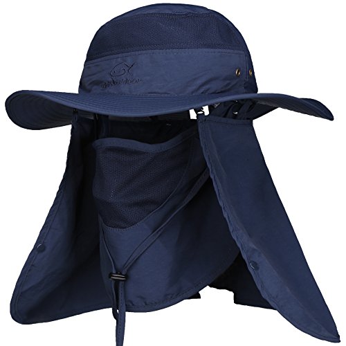 DDYOUTDOOR® Summer Outdoor Sun Protection Fishing Cap Neck Face Flap Hat Dark Blue