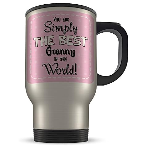 14oz You are Simply The Best Granny in The World Novelty Aluminium Travel Mug - Pink Cover