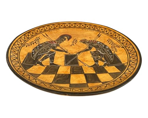 Ajax and Achilles,Greek ceramic plate 24cm,Black figure pottery - Image 5