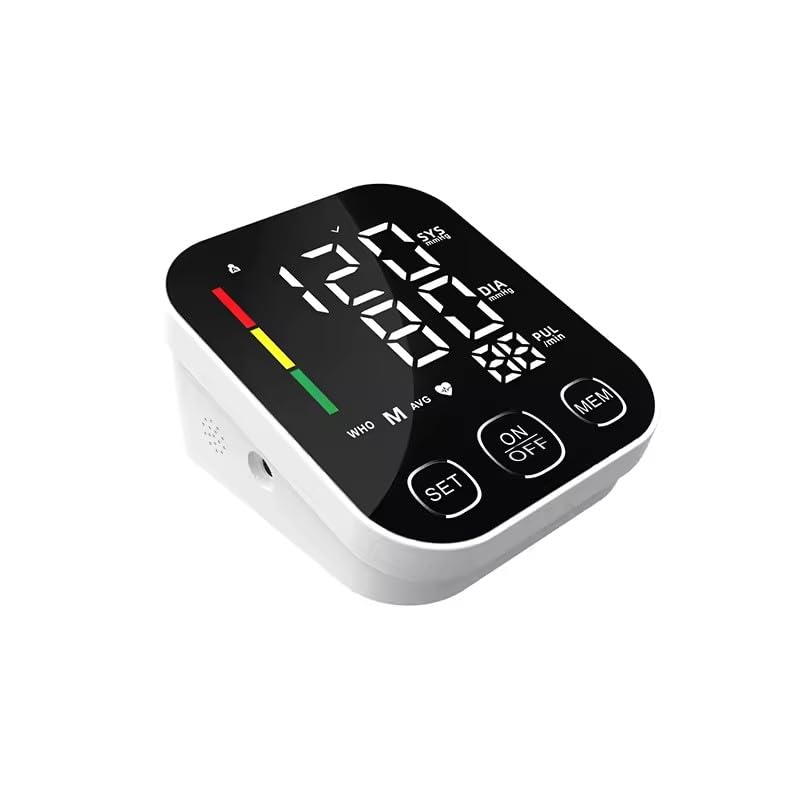 Monitor de presión arterial recargable, LED, brazo superior, automático, BP, esfigmomanómetro, medidor de frecuencia cardíaca, tonómetro, arritmia, monitor BP, brazo superior para el hogar
