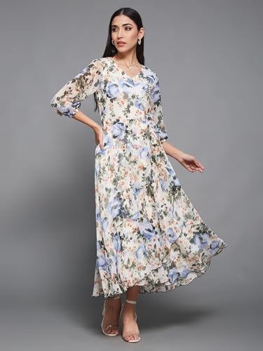 Image of Miss Chase Women's Round Neck Cap Sleeves Lace Knee -Long Skater Dress
