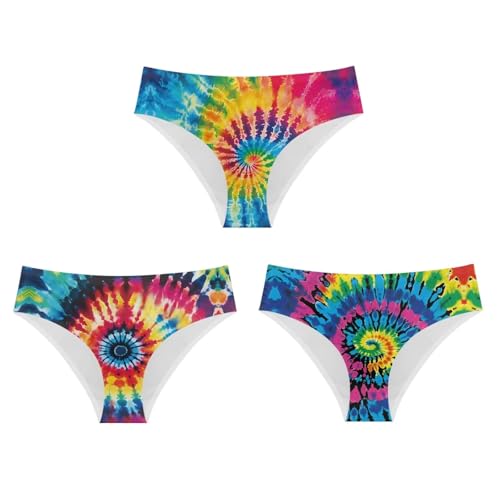 Mumeson Colorful Tie Dye Underpants Short Briefs for Teen Girls Fashion Low Waist Briefs Underwear Invisible Seamless Underwear