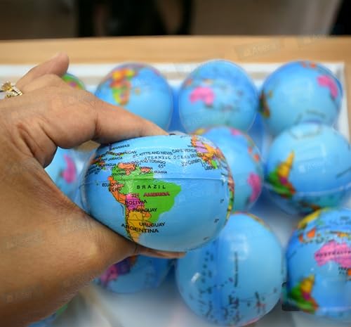 Image of Asera 12 Pcs Soft Foam Sponge Globe Print Balls for Kids | Lightweight High Bounce Play Toy | Birthday Return Gifts, Party Favors, Indoor & Outdoor Fun (Globe Set of 12)