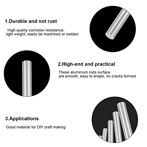 Dywishkey Aluminum Round Rods Assortment Kit, Lathe Bar Stock, Diameter 1.0-8.0Mm, Length 100Mm For Diy Craft Making (27 Pieces) #TOP3