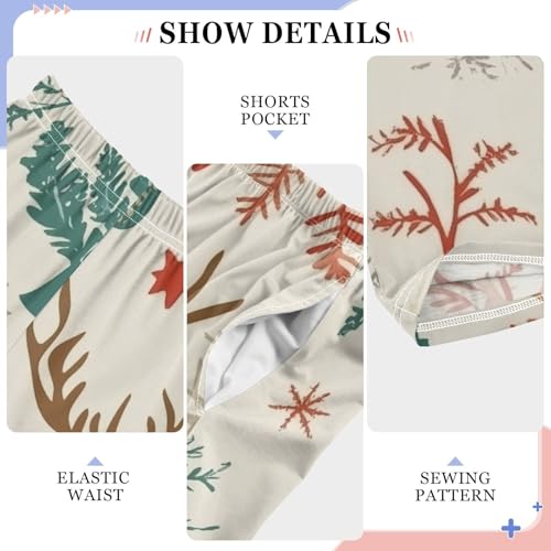 ZZXXB Reindeer and Xmas Tree Boys Long Pants Soft Trousers Elastic Waist Kids Lounge Bottoms with Pockets S-XL4