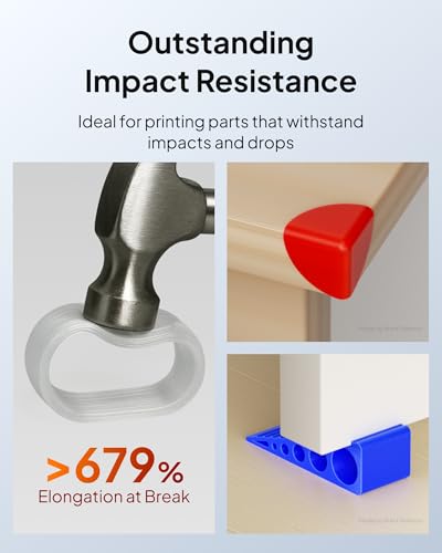 Image of ELEGOO TPU Filament 1.75mm Black 2KG, 95A Flexible Soft 3D Printing Filament 2pcs 1KG Spool(2.2lbs) Fits for Most FDM 3D Printers