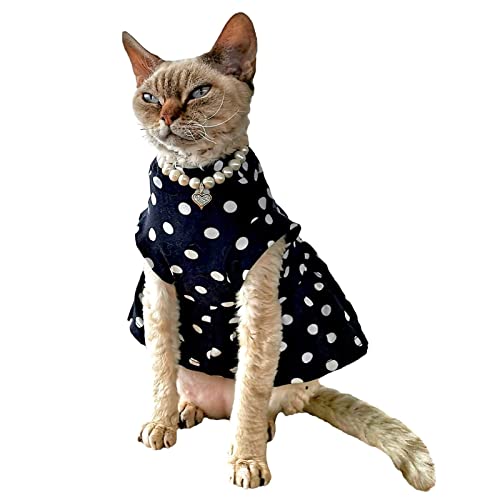 Kotomoda Cat's T-shirt Polka dot dress for Sphynx and naked cats (Medium) - Image 2