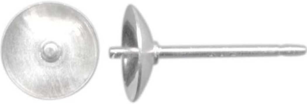 5 Pairs Adabele Authentic 925 Sterling Silver Earring Posts 0.9mm Pin Stud Earrings 6mm Setting Pearl Cup with Earnut Back Safety Clutches SS320-6