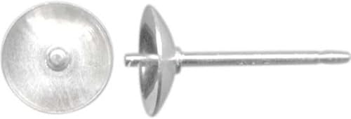 Miniatura 2 de Adabele - 10 pares de aretes de plata de ley auténtica de 0.028 in, pin de 0.118 in (0.12 pulgadas), copa de perlas de ajuste pequeño con embragues