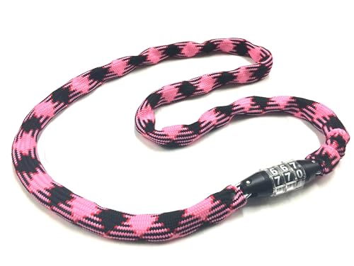 Foglia(フォグリア) コットンスリーブチェーンロック PINK/BLACK ピンクXブラック 3けた 好きな番号 鍵 自転車 チェーン錠 マイセット 120cm たすきがけ かわいい
