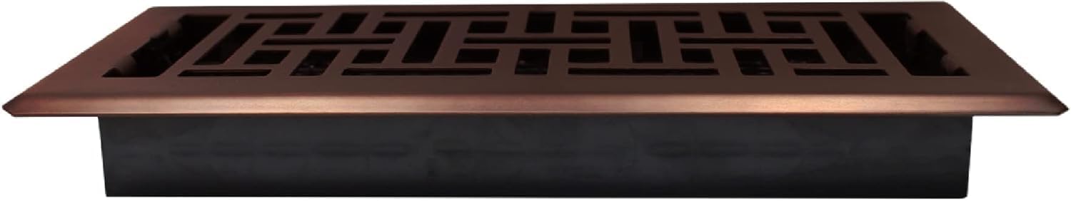 Decor Grates Metal Oriental Decorative Air Vent Cover 4x10 Floor Register – Adjustable Control Lever – AC Floor Vent Covers for Home Floor Vents – Fits 4 x 10 Inch Opening – Rubbed Bronze (AJH410-RB)