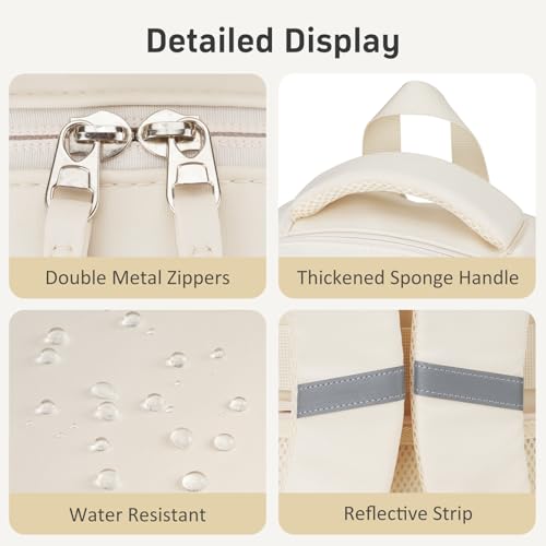 Student Laptop Backpack for College Teen Girls, Middle High School Aesthetic Bookbag Large 15.6 Inch Laptop Bag Travel Back Pack for Women (Beige)4