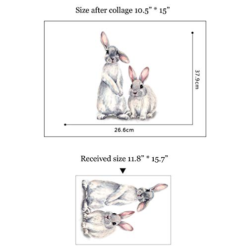 Amoda Cartoon Lovely Cute Two Bunnies Rabbits Animal 3D Vinyl Wall Stickers Waterproof Removable Murals For Kids Room Bedroom Playroom Living Room #TOP6