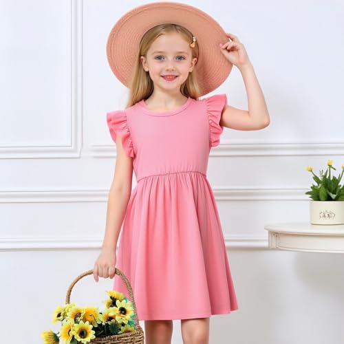Image of Toddler Little Girls Casual Dresses Short Sleeve Crew Neck Graphic Cartoon Dress for 2-8 Years