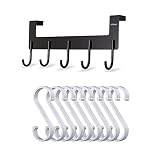 UDENIS Over Door Hanger and 14Pack S Hook,Heavy Duty,Hanging Towel,Robe,Coat,Clothes,Bag,Belt,Backpa