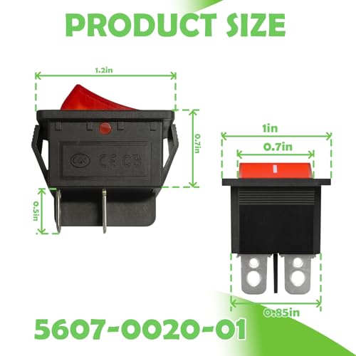 Image of 15A /30A 250V Air Compressor Switch 4-pin 2-Position with Light,Compatible with Kobalt 8 Gal Tank Unit On-Off-Switch Replaces 5607-0020-01