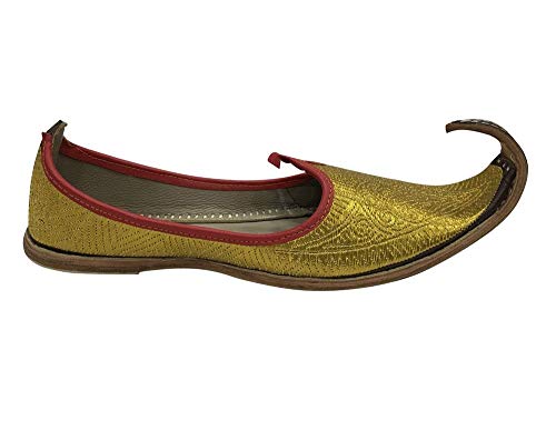 Handmade Aladdin Mens Indian Shoes Gold Khussa Leather Punjabi Jutti Shoes4
