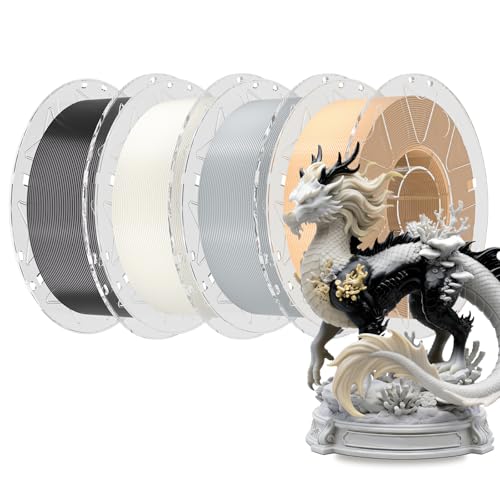 Image of Creality 3D Printer RFID Filament Bundle, Hyper PLA Filament 1.75mm for 3D Printing, Hyper PLA RFID Filament No-Tangling High Precision, 1KG(2.2 lbs) Spool (Black+White+Gray+Skin)