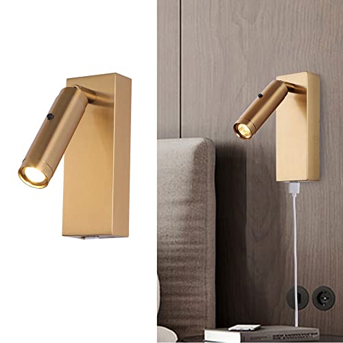 Applique murale flexible de chevet LED avec interrupteur et chargeur USB de salon