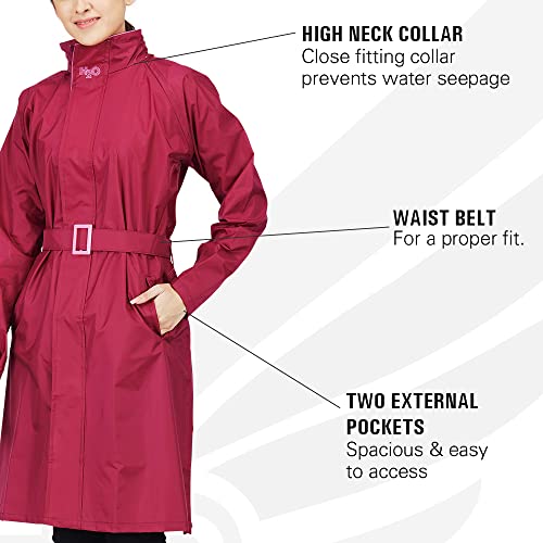 H2O Femina Single Piece Raincoat for Women Waterproof Maroon Raincoat