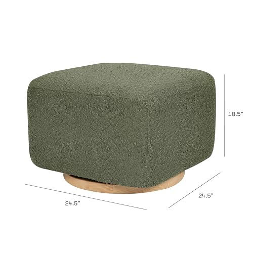 Babyletto Kiwi Gliding Ottoman in Olive Boucle with Light Wood Base, Greenguard Gold and CertiPUR-US Certified by babyletto - Image 2